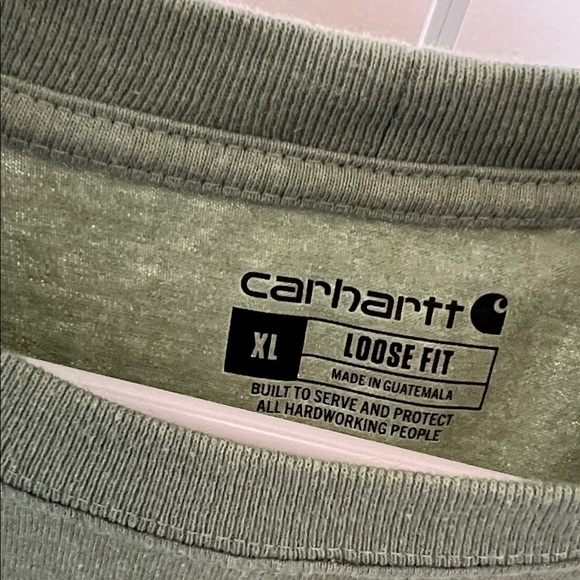 Carhartt Men’s Olive Long Sleeve with Orange Logo XL - Picture 3 of 4